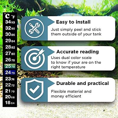 SunGrow Betta Fish Thermometer Sticker, Temperature Strip for Aquarium & Reptiles Tank