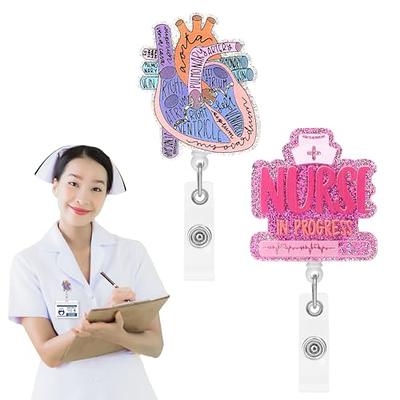 Fuutreo 24 Pcs Funny Nurse Badge Reel Holder Cute Nurse Badge Reel