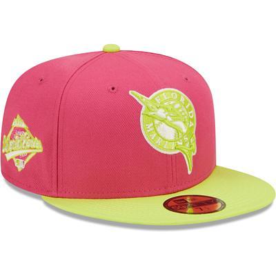 Men's New Era Brown Florida Marlins Pink Undervisor 59FIFTY Fitted Hat