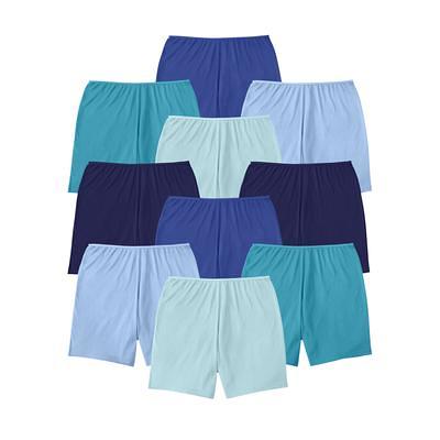 Plus Size Women's Cotton Boxer 10-Pack by Comfort Choice in Blue