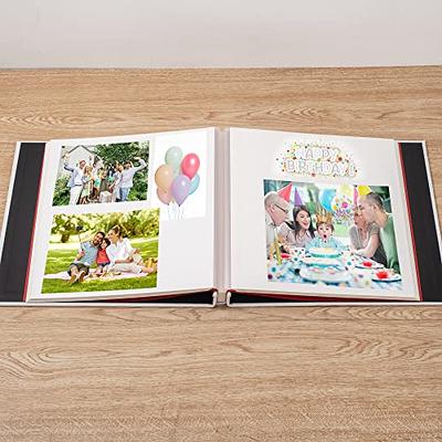 Spbapr Large Photo Album Self Adhesive 3x5 4x6 5x7 8x10 Pictures Magnetic Scrapbook 40 Blank Pages Linen Cover DIY Album with A Metal Pen