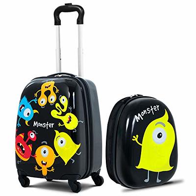 Costway 2PCS Kids Luggage Set 18'' Rolling Suitcase & 12'' Backpack Travel  ABS Spaceman Blue