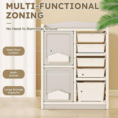 Kids Toy Storage Organizer with 9 Bins, Multi-Functional Nursery Organizer  Kids Furniture Set Toy Storage Cabinet Unit with HDPE Shelf and Bins for  Playroom, Bedroom, Living Room