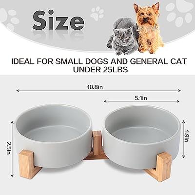 Ceramic Cat Dog Bowl Dish With Wood Stand No Spill Pet Food Water Feeder  Cats Small Dogs Pet Bowl