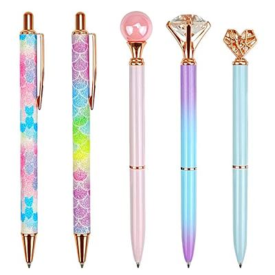 WEMATE 8PCS White Ballpoint Pens Set Metal Crystal Diamond Pen Fancy Pen  for Journaling in Black