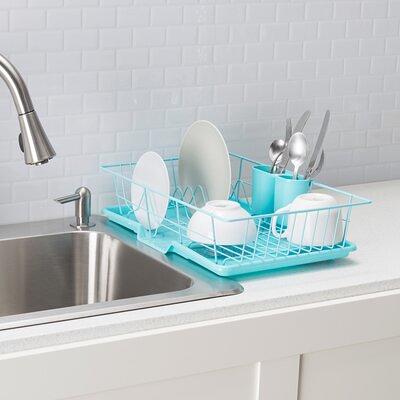 Plastic/Metal Dish Rack Home Basics Finish/Color: Turquoise