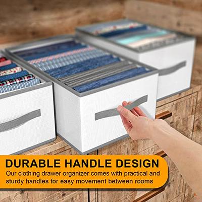 [Big Clear!]Folding Drawer Organizers Closet Clothes Organizer Storage Box  Nylon Jeans Drawer Divider Organizers for Pants Jeans T-shirt Legging Shirt