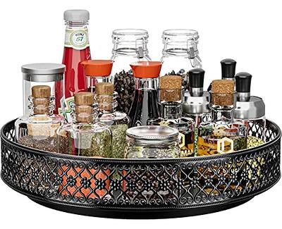 2 Pack Plastic Lazy Susan Turntable, Perfect Refrigerator Turntable,  Rotating Under Sink Organizers and Storage,Large Spice Rack Organizer for  Cabinet, Black, Round