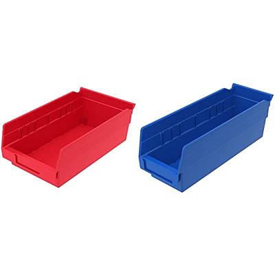 Plastic Shelf Bins - 4 x 12 x 4, Blue