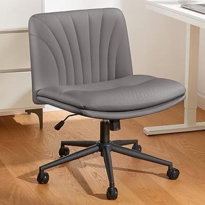 LEAGOO Mid-Back Home Office Desk Chair No Wheels, PU Padded