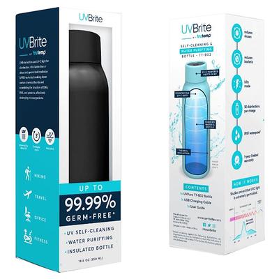 UVBrite Go Self-Cleaning UV Water Bottle - 18.6 oz Insulated Stainless-Steel