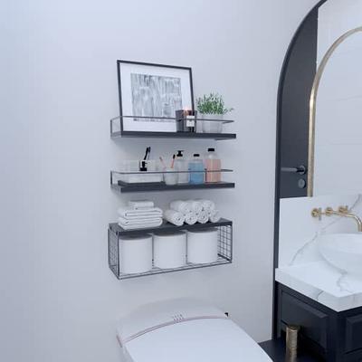 Floating Shelves Wall Mounted with Storage Basket and Protective