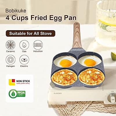 Bobikuke Fried Egg Pan, Egg Frying Pan 4 Cups Egg Poacher Pan