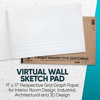 Koala Tools | Drawing Perspective (1 and 2-Point) Large Sketch Pad (2 Point - 9 x 12)