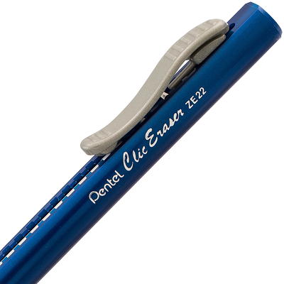 Pentel Clic Eraser Grip, Retractable Eraser, Blue Barrel, Box of 12 (ZE22C)