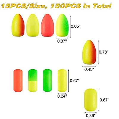 Alwonder 150PCS/Box Oval Foam and Cylinder Foam, Surf Fishing Rig Float  Pompano Rig Bottom Rig