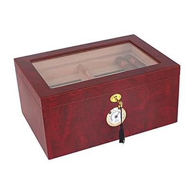 Bald Eagle Cedar Cigar Humidors with Digital Hygrometer, Handcrafted Cigar  Box with Humidifier, Glass Top Humidor Box Luxury Cigar Case Sapele Cherry