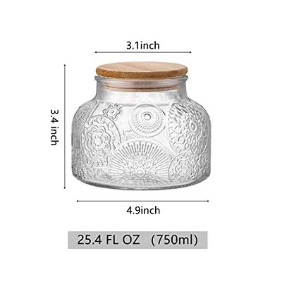 Vintage Glass Decorative Jar, 25.4 FL OZ Glass Food Storage Containers with  Bamboo Lid, Kitchen Containers Cereal Canisters Decorative Jar for Candy  Snack Cookies Coffee Tea Nuts Airtight Glass Jars (Semicircle)