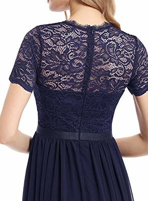 Dressystar Women Short Lace Bridesmaid Dress | Cap-Sleeve Formal Party Gown