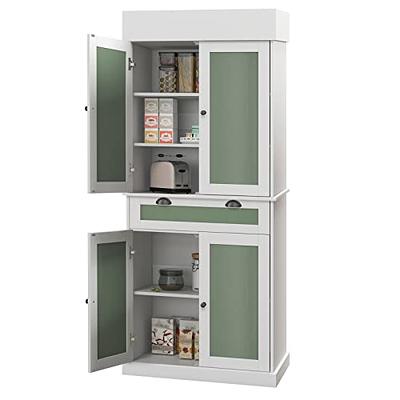 AVZEAR Kitchen Pantry Cabinet, Glass Door Cupboard 69.7 Freestanding  Multifunctional Kitchen Pantry Cabinet Storage Cabinet Cupboard with 6  Doors,4 Shelves and 1 Drawer, White - Yahoo Shopping