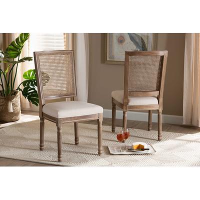 Set of 2 Louis Faux Leather Upholstered and Wood Dining Chairs Beige/Black  - Baxton Studio