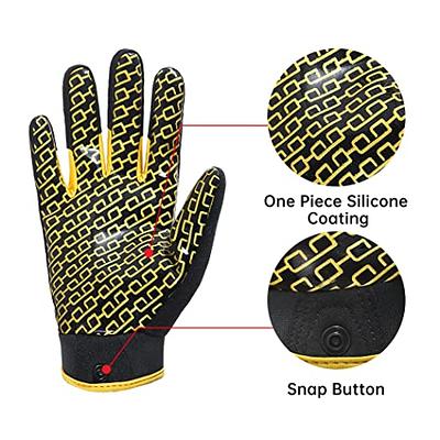 HANDLANDY Football Gloves Men, Sticky Wide Receiver Grip Gloves, Black and  Gold Stretch Fit Youth Football Gloves - Yahoo Shopping