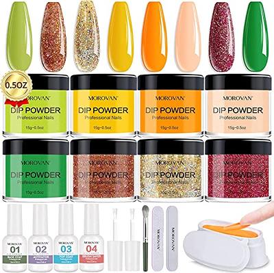 Dip Powder Nail Set, 8 Colors Glitter Dipping Powder Nails System