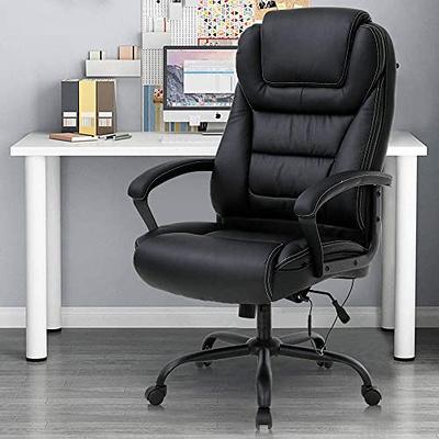 Big and Tall Office Chair Computer Chair High Back Leather Executive Home Office  Chair 500lbs Wide Seat Ergonomic Desk Chair,with Lumbar Support for Heavy  Swivel Rolling Task Chair PU Leather Black -
