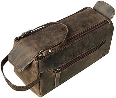 10 Premium Leather Toiletry Travel Pouch With Waterproof Lining |  King-Size Handcrafted Vintage Dopp - Kit ~ Gift for Father's Day By Aaron  Leather