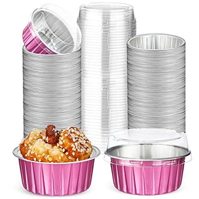 Aluminum Cupcake Liner, Eusoar 3.5 Ounce 100Pcs Disposable Aluminum Foil  Baking Cups, Ramekin Muffin Liners Cup, Pudding Liners Holders, Aluminum