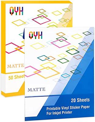  JOYEZA Premium Printable Vinyl Sticker Paper for Inkjet  Printer - 25 Sheets Matte White Waterproof, Dries Quickly Vivid Colors,  Holds Ink well- Tear Resistant - Inkjet & Laser Printer : Office Products