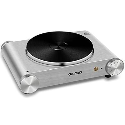 CUSIMAX 1800W Ceramic Electric Hot Plate for Cooking, Dual Control Infrared  Cooktop, Double Burner, Portable Countertop Burner, Glass Plate Electric