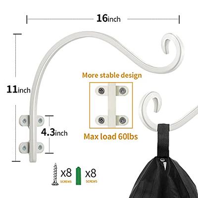 Maosen Plant Hanging Hooks Heavy Duty (2 Pcs-16 Inches Black) - Plant Hanger Bracket for Flowers Baskets Planter Pots Bird Feeder Lanterns Wind Chimes