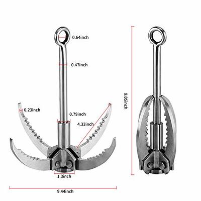 MHDMAG Stainless Steel Grappling Hook with 65FT Nylon Rope for Outdoor  Hiking, Tree Limb Removal & Retrieving