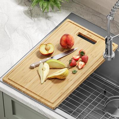 KRAUS 17.5 in. x 12 in. Rectangle Organic Solid Bamboo Cutting Board for  Kitchen Sink, Green - Yahoo Shopping