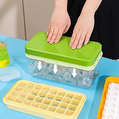 Ice Cube Tray with Lid and Bin, 2 Pack for Freezer, 64 Pcs Ice Cube Mold  (Green)