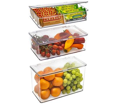 Sorbus Organizer Bins, with Lids & Removable Compartments, Kitchen Pantry Organization Storage Bins with Dividers - Clear