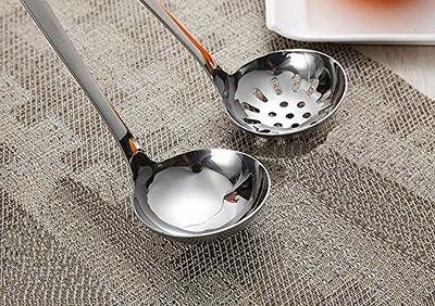 Skimmer Slotted Spoon 304 Stainless Steel Colander Skimmer Ladle with Long  Handle Food Grade Frying Strainer Spoon for Kitchen Cooking Baking(Gold) -  Yahoo Shopping