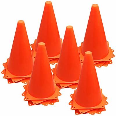 7 Inch Plastic Traffic Cones - 12 Pack of 7 Multipurpose Construction Theme  Party Sports Activity Cones for Kids Outdoor and Indoor Gaming and Festive