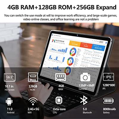  Tablet 2024 Latest Android 12 Tablet 128GB + 16GB (8+8 Expand)  Large Storage, 2 in 1 Tablet with Keyboard, Octa-Core Processor, Tablet 10  Inch Screen, 5G WIFI Tablet Bluetooth/Mouse/Case/13MP Camera : Electronics