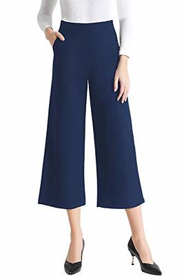 Tsful Wide Leg Pants for Women Trousers High Waisted Dress Pants Business  Casual Summer Capris Stretch Pull On Work Slacks Navy Blue - Yahoo Shopping