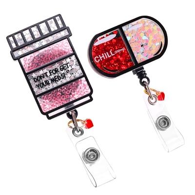 ANDGING Scrub Life Nurse Badge Reel Glitter Purple Badge Reels Retractable  for Nurses Funny Badge RN