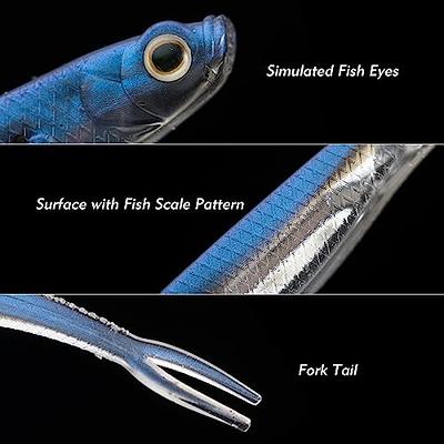 Goture Soft Plastic Baits with Worm Hooks Kit 10pcs, Fork Tail Swimbaits,  Fishing Drop Shot Shad Lures, Soft Jerk Shad Baits Jerkbait Minnow Baits  for Bass Trout Blue 4.72in - Yahoo Shopping