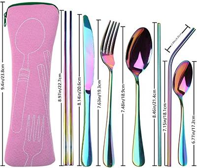 Logcow Portable Travel Utensils Set,Reusable Camping Cutlery Set,Stainless  Steel Flatware Set with Case,Lunch Boxes Workplace Camping School Picnic