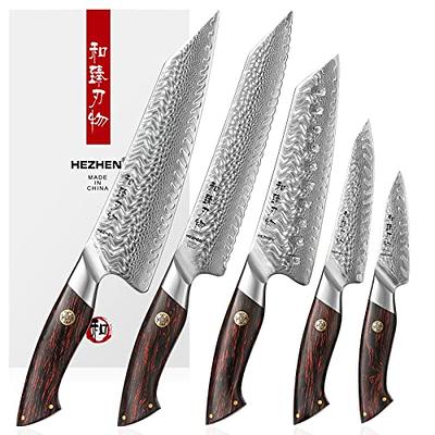 NANFANG BROTHERS Knife Set, 18-Piece Damascus Kitchen Knife Set with Block,  ABS Ergonomic Handle for Chef Knife Set, Carving Fork, Knife Sharpener and