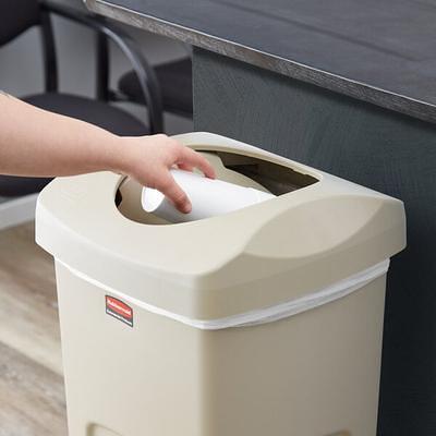 Lavex 23 Gallon Beige Slim Rectangular Trash Can with Drop Shot Lid