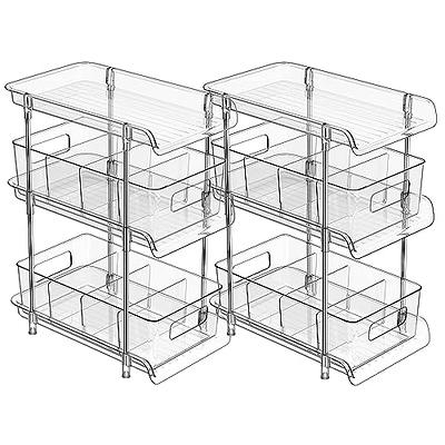 Dyiom 2 Tier Clear Organizer with Dividers, Multi-Purpose Slide