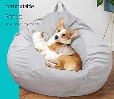 4 Ft Bean Bag Chair: Memory Foam Filled Bean Bag Chairs, Ultra Supportive  Stuffed Bean Bag with Ultra Soft Corduroy Cover, Grey for Kids, Adults