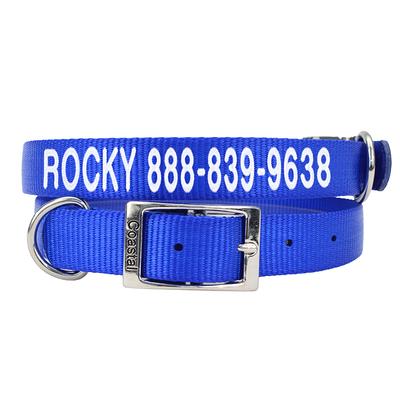 Sublime Adjustable Dog Collar, Blue Waves With Blue Checkers