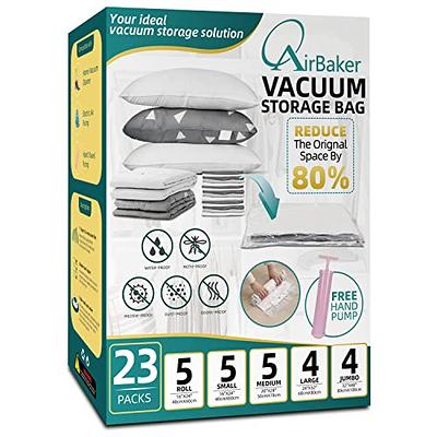 6 PC Vacuum Storage Bags | Space Saver Set | Vacuum Bags with Travel Pump | Vacuum Sealer Bags for Clothes, Bedding & Travel | Works with Any Vacuum